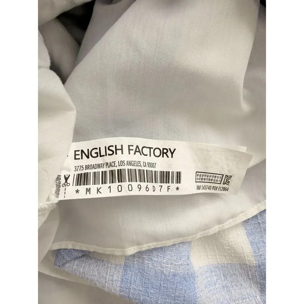 English Factory Recess Girls Blue White Gingham Check Peplum Dress Size 9/10